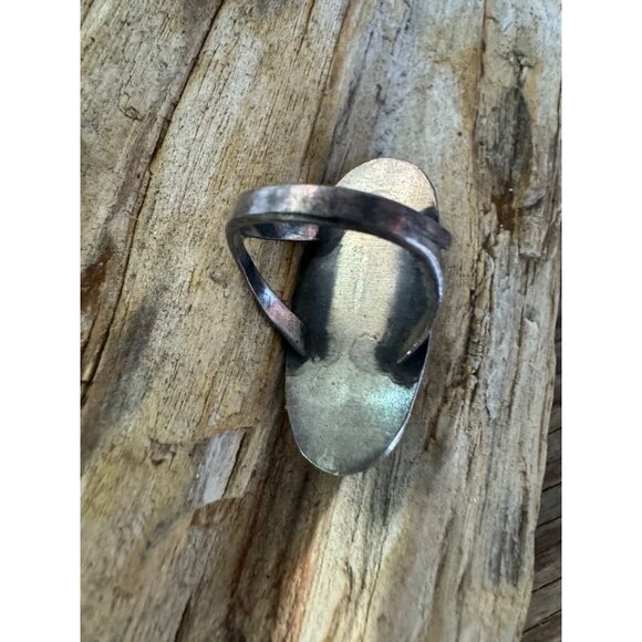 Shadow Box Coral Navajo Native American Sterling Silver Ring Size 7 - Picture 7 of 9